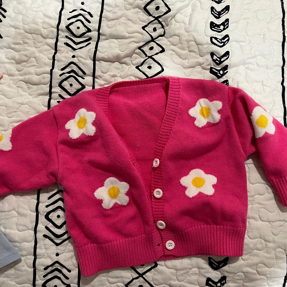 Pink Floral Kids Cardigan